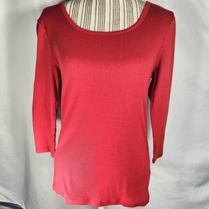 Architect Red Three Quarter Sleeves 100% Cotton Top Size Large